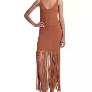 STAUD Cossette Crochet Fringe Dress